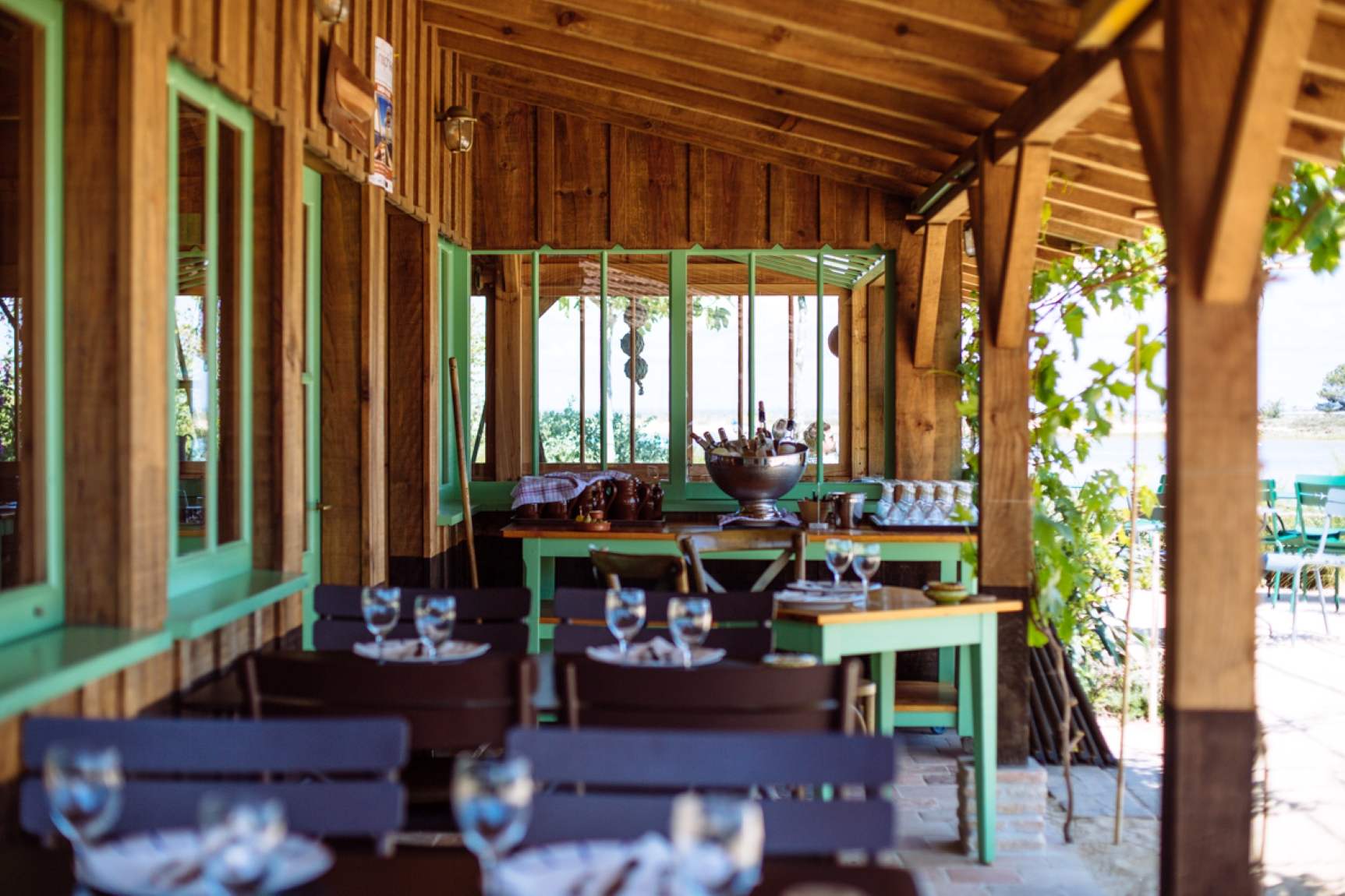Terrasse de la cabane d'Hortense au Cap Ferret.